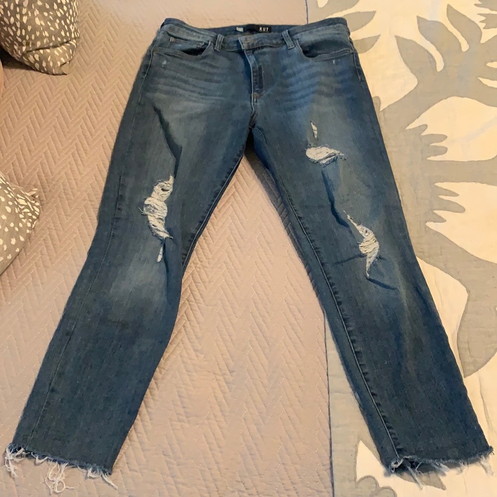 Kut Connie High Rise Ankle Skinny w/ Distressing